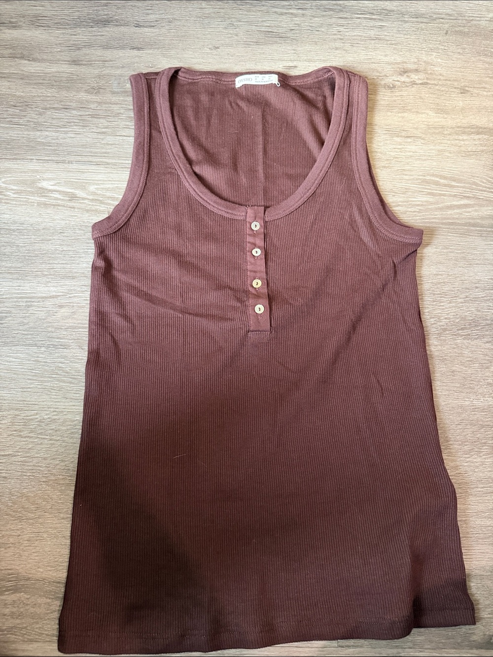 Ribbed Henley Tank Top in Mauve - [Brand Hidden]